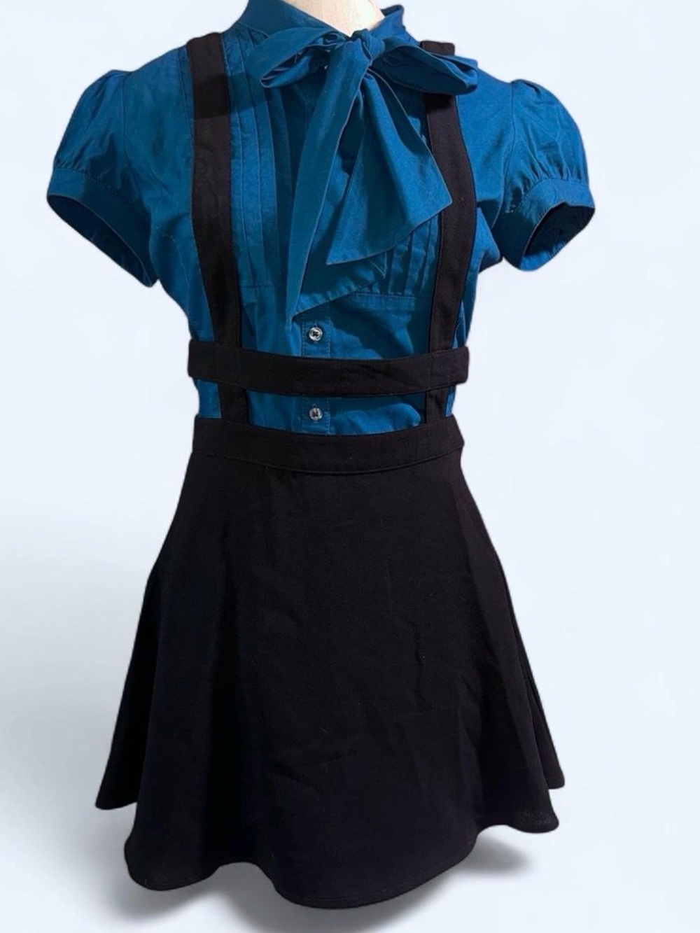 Black Whimsigoth Suspender Skater Mini Dress